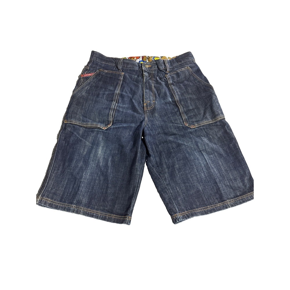 Vintage Y2K Platinum Fubu Embroidered Fat Albert Denim Shorts Size 40